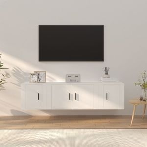 Set comoda TV vidaXL, 3 piese, lemn prelucrat, alb