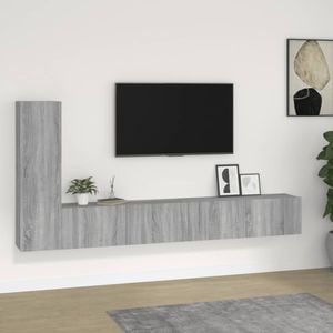 Set Comoda TV vidaXL, 3 piese, lemn prelucrat, gri sonoma