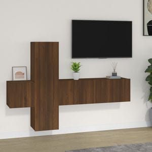 Set Comoda TV vidaXL, 3 piese, lemn prelucrat, stejar maro