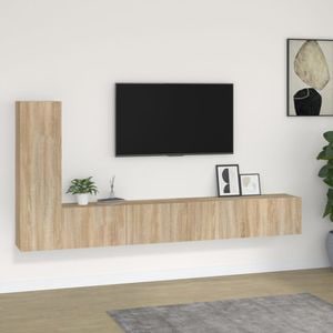Set Comoda TV vidaXL, 3 piese, lemn prelucrat, stejar sonoma