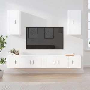Set comoda TV vidaXL, 6 piese, lemn prelucrat, alb