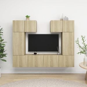 Set comoda TV vidaXL, 6 piese, lemn prelucrat, stejar sonoma