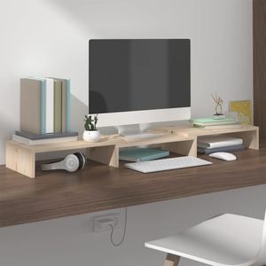 Stand pentru monitor vidaXL, 80 x 24 x 10,5 cm, lemn masiv de pin, maro