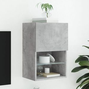 Comoda TV cu lumini LED vidaXL, 40,5 x 30 x 60 cm, lemn, gri beton