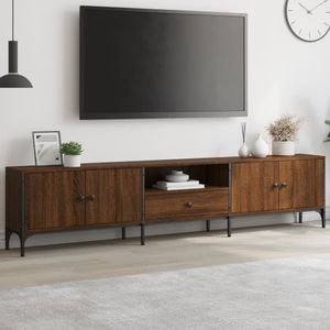 Comoda TV cu sertar vidaXL, 200 x 25 x 44 cm, lemn prelucrat,  stejar maro