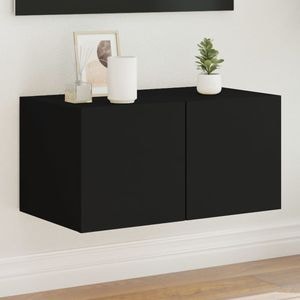 Comoda TV de perete cu lumini LED vidaXL, 60 x 35 x 31 cm, lemn, negru