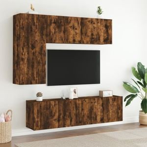 Comoda TV de perete vidaXL, 2 buc. 60 x 30 x 41 cm, lemn, stejar fumuriu