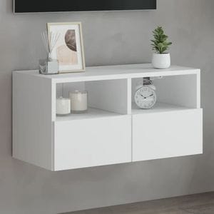 Comoda TV de perete vidaXL, 60 x 30 x 30 cm, lemn prelucrat, alb