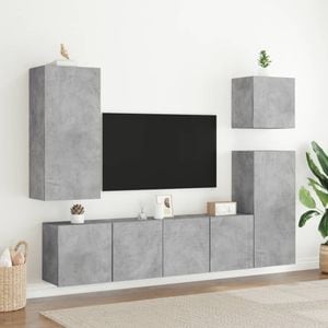 Comoda TV de perete vidaXL, 40,5 x 30 x 90 cm, lemn prelucrat, gri beton