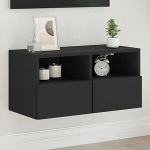 Comoda TV de perete vidaXL, 60 x 30 x 30 cm, lemn prelucrat, negru