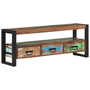 Comoda TV vidaXL, 120 x 30 x 45 cm, lemn masiv reciclat, maro