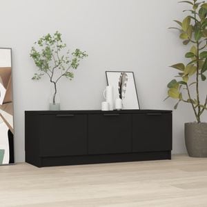 Comoda TV vidaXL, 102 x 35 x 36,5 cm, lemn prelucrat, negru