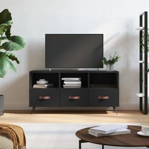 Comoda TV vidaXL, 102 x 36 x 50 cm, lemn prelucrat, negru