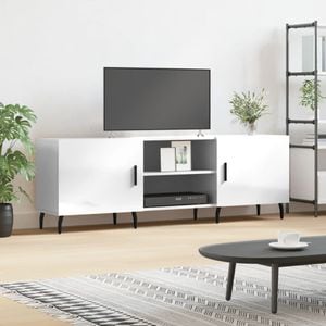 Comoda TV vidaXL, 150 x 30 x 50 cm, lemn compozit, alb extralucios