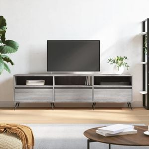 Comoda TV VidaXL, lemn, 150 x 30 x 44.5 cm, gri sonoma