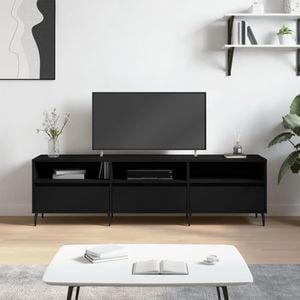 Comoda TV vidaXL, 150 x 30 x 44,5 cm, lemn prelucrat, negru