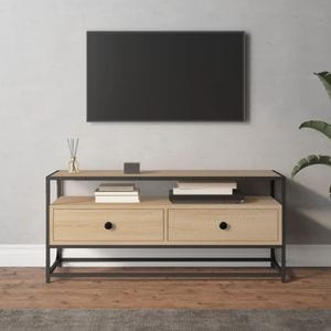 Comoda TV vidaXL, 100 x 35 x 45 cm, lemn prelucrat, stejar sonoma