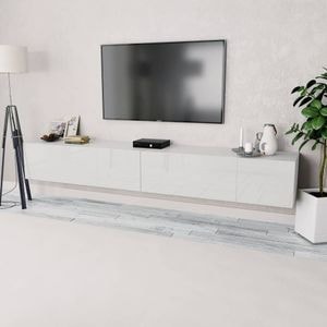 Comode TV vidaXL, 2 buc, PAL, 120 x 40 x 34 cm, alb extralucios