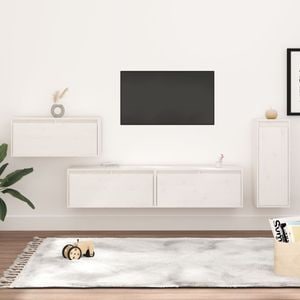 Comode TV vidaXL, 4 buc., lemn masiv de pin, alb