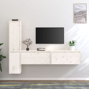 Comode TV vidaXL, 4 buc., lemn masiv de pin, alb