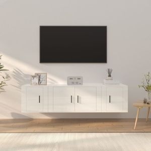 Set comoda TV vidaXL, 3 piese, lemn prelucrat, alb extralucios