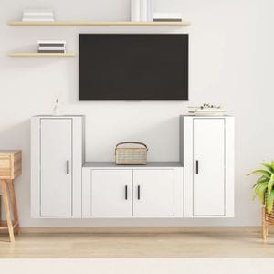 Set comoda TV vidaXL, 3 piese, lemn prelucrat, alb