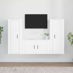 Set comoda TV vidaXL, 3 piese, lemn prelucrat, alb