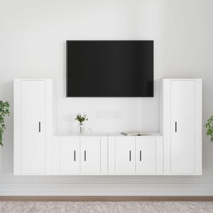 Set comoda TV vidaXL, 4 piese, lemn prelucrat, alb