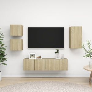 Set comoda TV vidaXL, 5 piese, lemn prelucrat, stejar sonoma
