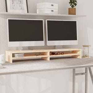 Stand pentru monitor vidaXL, 100 x 24 x 13 cm, lemn masiv de pin, maro