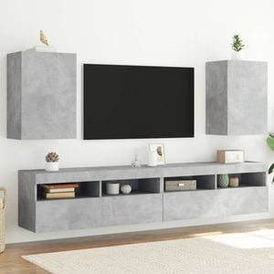 Comode TV de perete vidaXL, 2 buc. , 40,5 x 30 x 60 cm, lemn, gri beton