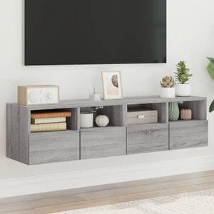 Comode TV de perete vidaXL, 2 buc., 60 x 30 x 30 cm, lemn, gri sonoma