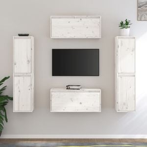 Comode TV vidaXL,6 buc., lemn masiv de pin, alb