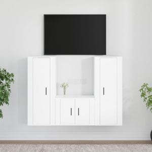 Set comoda TV vidaXL, 3 piese, lemn prelucrat, alb