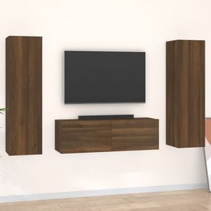 Set Comoda TV vidaXL, 3 piese, lemn prelucrat, stejar maro