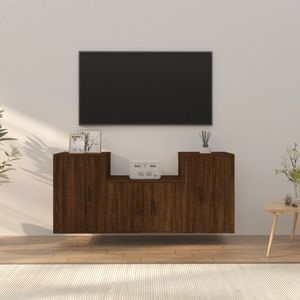 Set Comoda TV vidaXL, 3 piese, lemn prelucrat, stejar maro