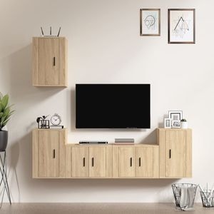 Set Comoda TV vidaXL, 5 piese, lemn prelucrat, stejar sonoma