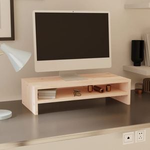 Stand pentru monitor vidaXL, 50 x 24 x 13 cm, lemn masiv de pin, maro