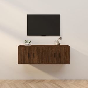 Comode TV de perete vidaXL, 2 buc., 57 x 34,5 x 40 cm, lemn, stejar maro