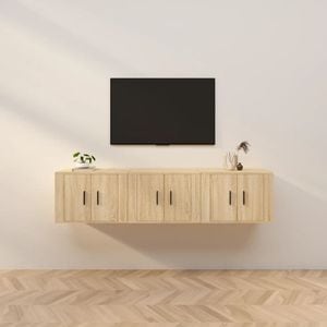 Comode TV montate pe perete vidaXL, 3 buc., 57 x 34, 5 x 40 cm, lemn, stejar sonoma