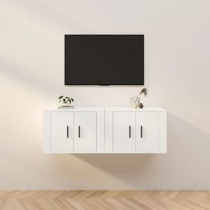 Comode TV montate pe perete vidaXL, 2 buc., 57 x 34,5 x 40 cm, lemn, alb
