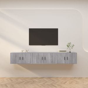 Comode TV montate pe perete vidaXL, 3 buc., 80 x 34,5 x 40 cm, lemn,  gri sonoma