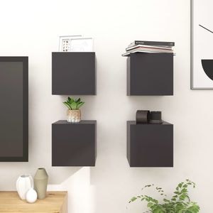 Comode TV montate pe perete vidaXL, 4 buc., 30,5 x 30 x 30 cm, lemn, gri