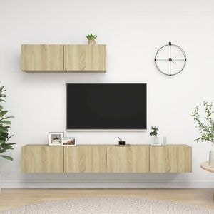 Comode TV vidaXL, 3 buc., 100 x 30 x 30 cm, lemn prelucrat, stejar sonoma