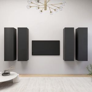 Comode TV vidaXL, 4 buc., 30,5 x 30 x 110 cm, lemn prelucrat, gri