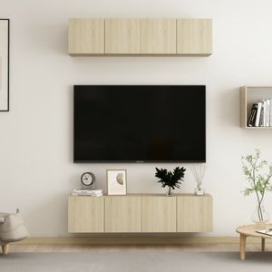 Comode TV vidaXL, 4 buc., 60 x 30 x 30 cm, lemn prelucrat, stejar sonoma