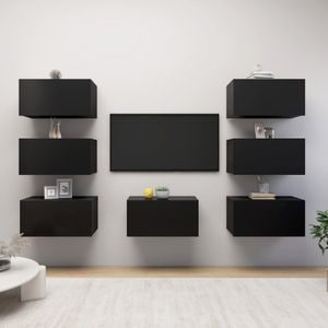 Comode TV vidaXL, 7 buc., 30,5 x 30 x 60 cm, lemn prelucrat, negru