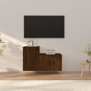 Set Comode TV vidaXL, 2 piese, lemn prelucrat, stejar maro