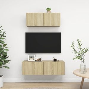 Set Comode TV vidaXL, 2 piese, lemn prelucrat, stejar sonoma