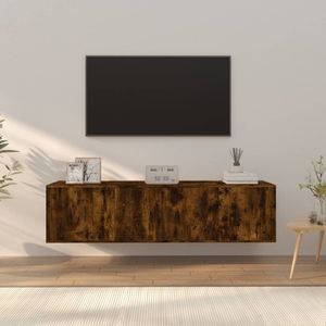 Set Comode TV vidaXL, 3 piese, lemn prelucrat, stejar fumuriu
